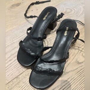 Larroude Black Strappy Heels